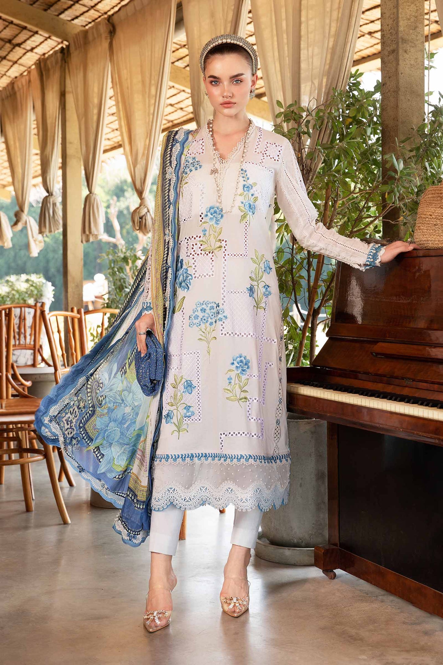 3 Piece Unstitched Embroidered Lawn Suit | MPT-2501-A
