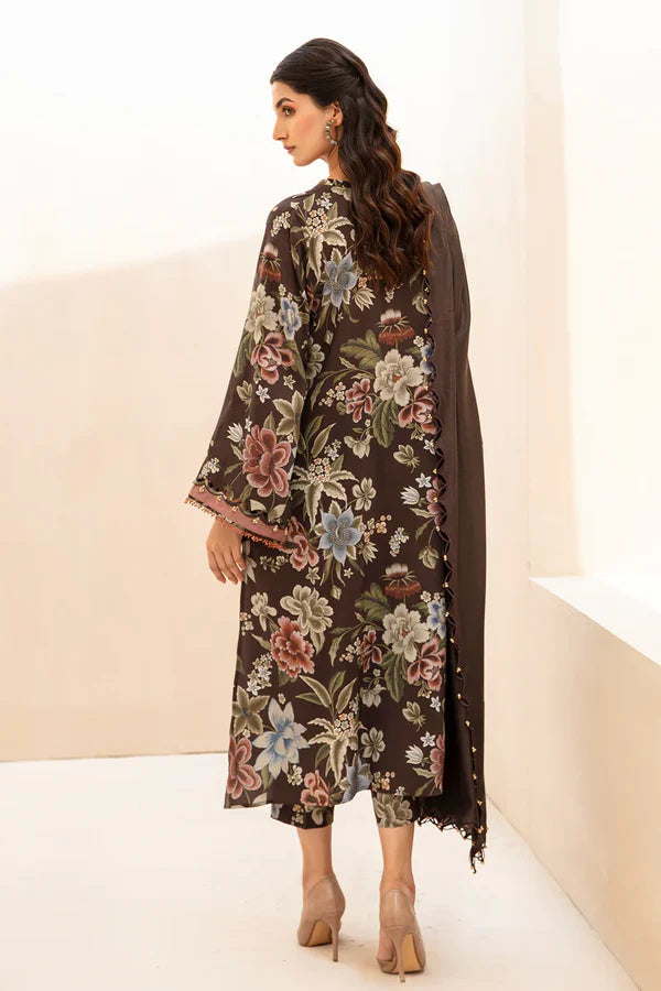 Baroque D-786 Brown Khaddar Digital Printed Three Piece