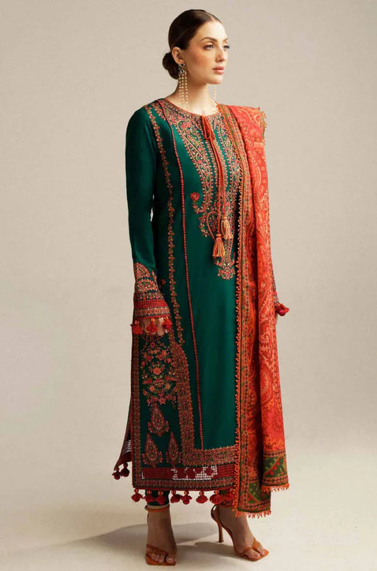 Hussain Rehar 3pc Lawn Embroidered Suit B-02