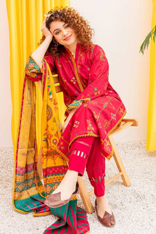 Batik Embroidered Dhanak Three Piece BT-01