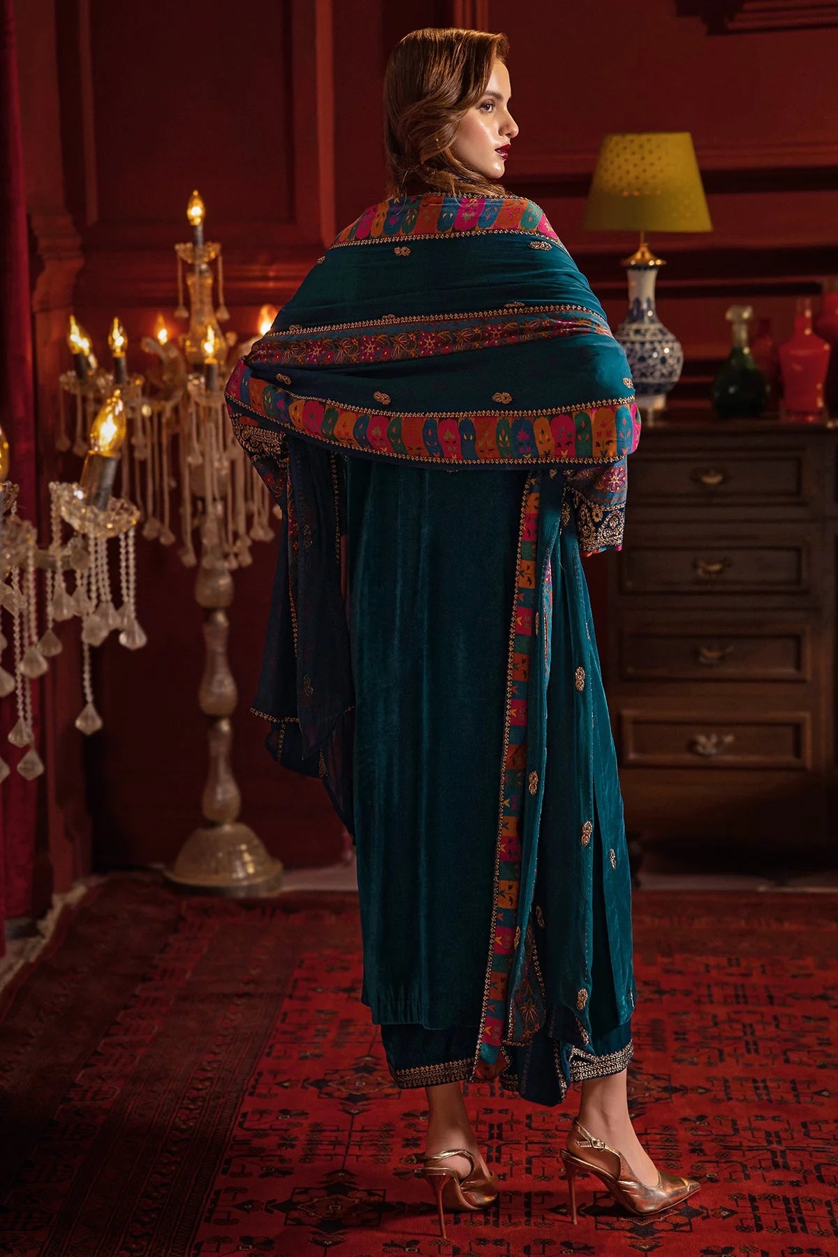 Charizma Velvet Embroiderd Three Piece CH-746
