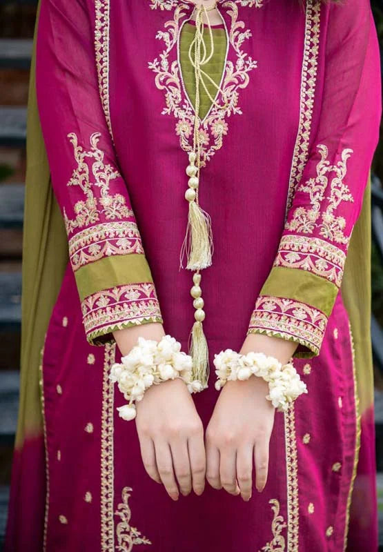 OMAL by komal OC-01 Embroidered Dahank Three Piece