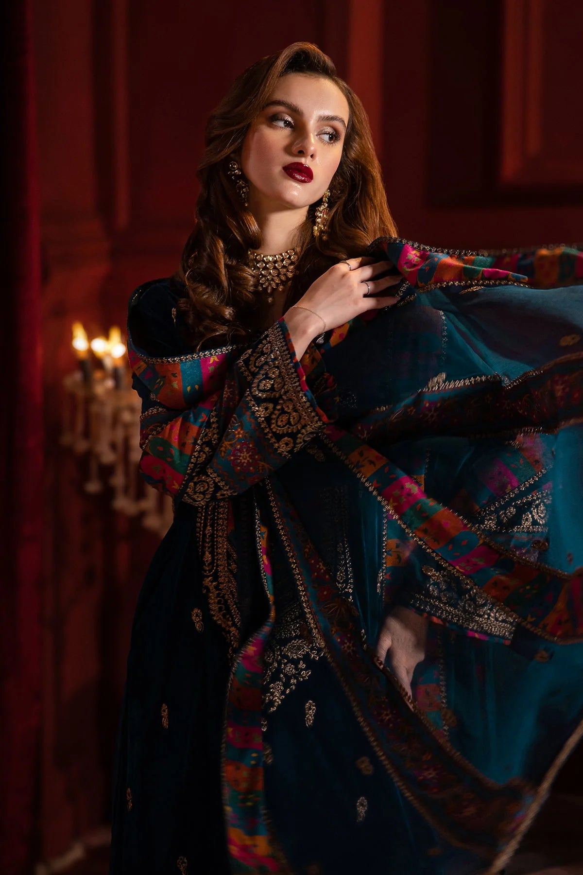 Charizma Velvet Embroiderd Three Piece CH-746