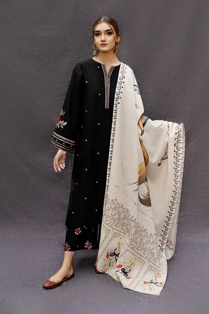 Baroque Dhanak Embroidered three piece With Woolen Shawl BR-003