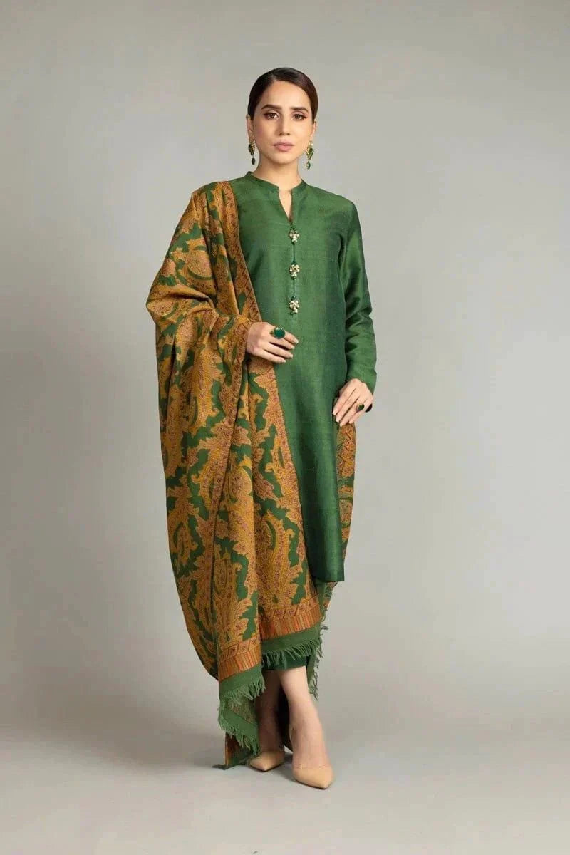 BR-5025 Embroidered Dhanak 3pc