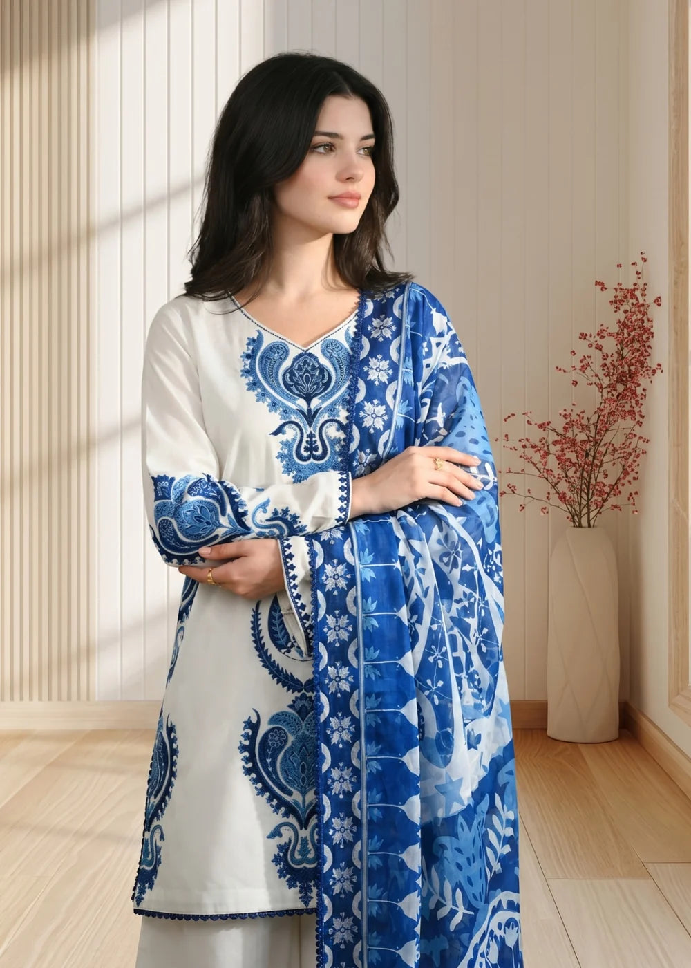 Laam Embroidered lawn Three Piece LM-373