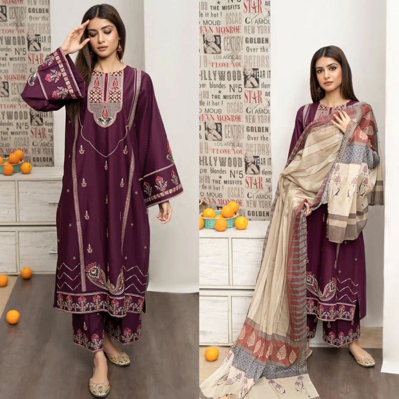 Urge Embroidered Dhanak Three Piece URW-169