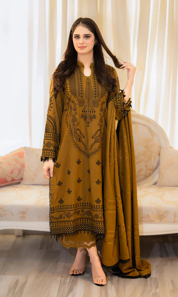 Baroque - 3PC Dhanak Embroidered Suit - BQR-09