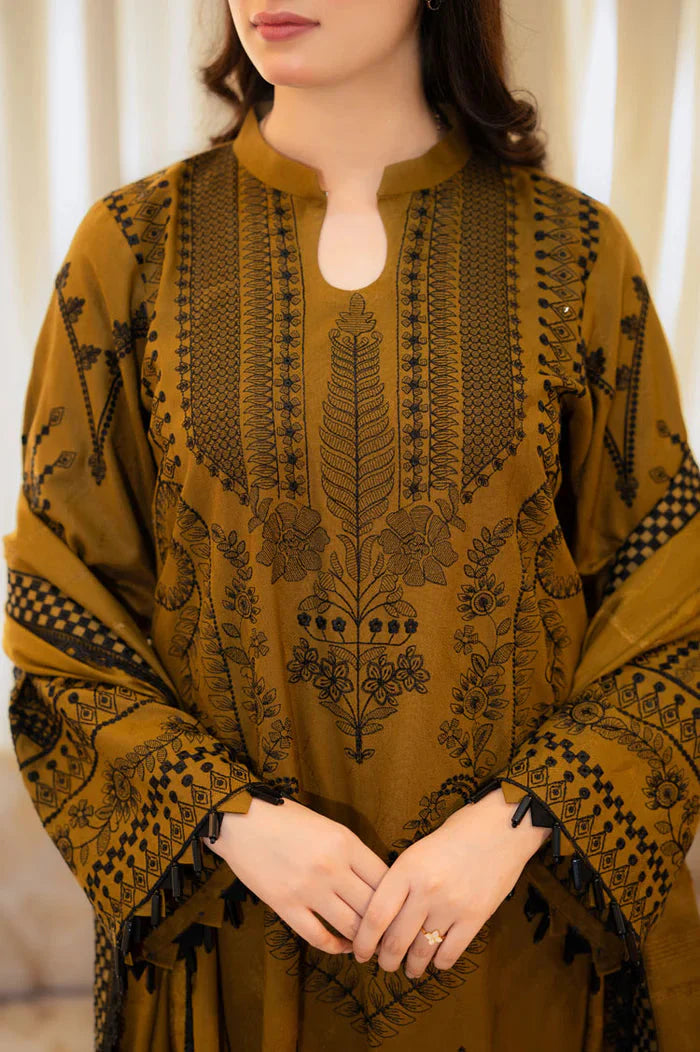 Baroque - 3PC Dhanak Embroidered Suit - BQR-09