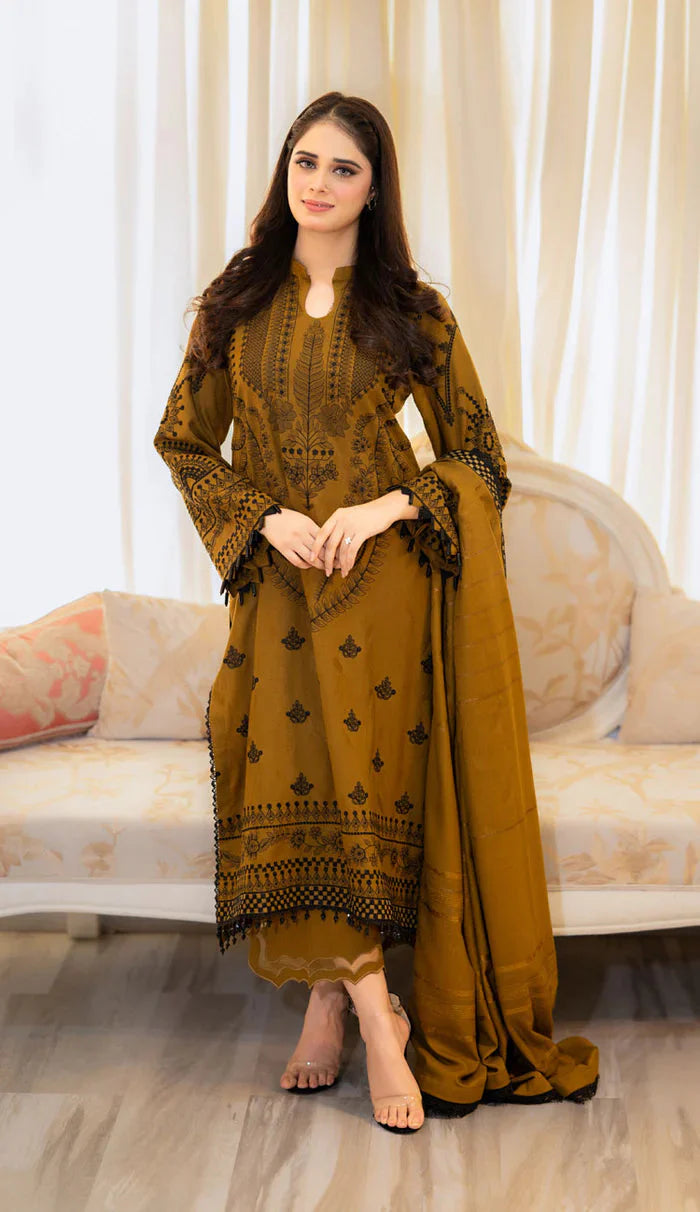 Baroque - 3PC Dhanak Embroidered Suit - BQR-09