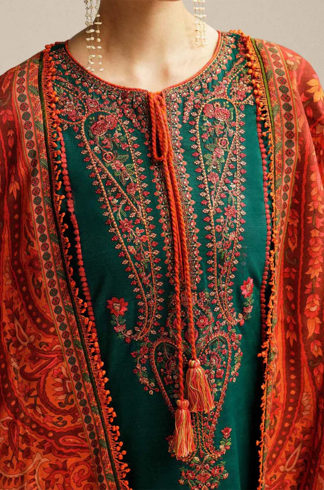 Hussain Rehar 3pc Dahank Embroidered Suit B-02
