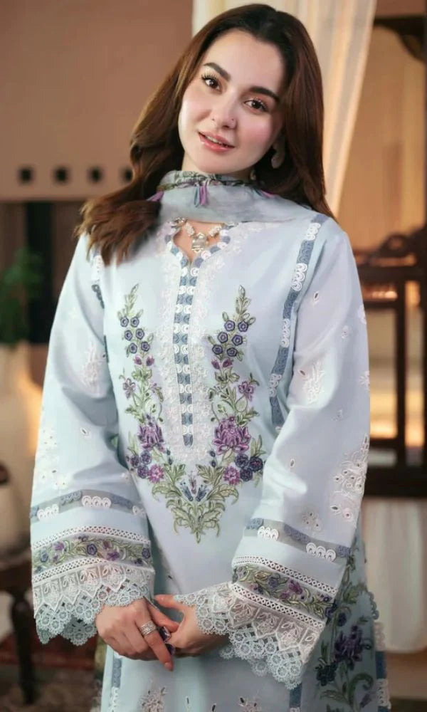 Qalamkar Chikenkari Embroidered lawn Three Piece QL-1028