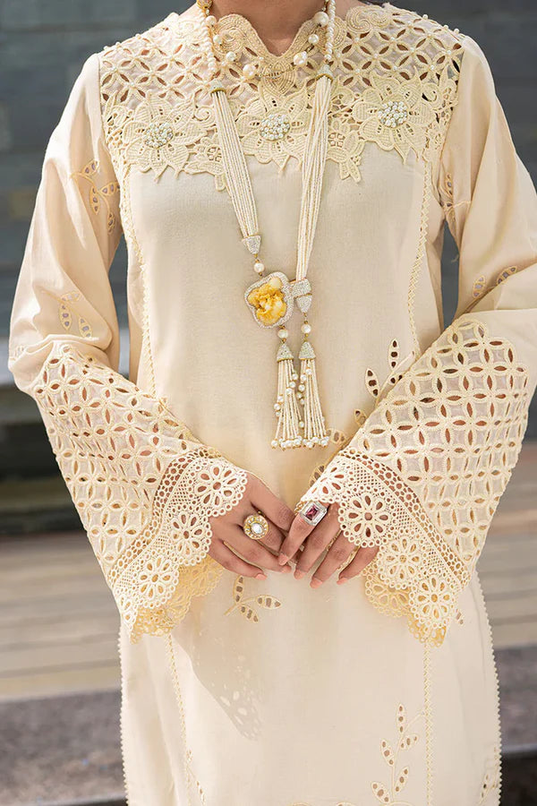 MUSHQ CREAM BLUSH CHIKANKARI LAWN 3 PC - 08941