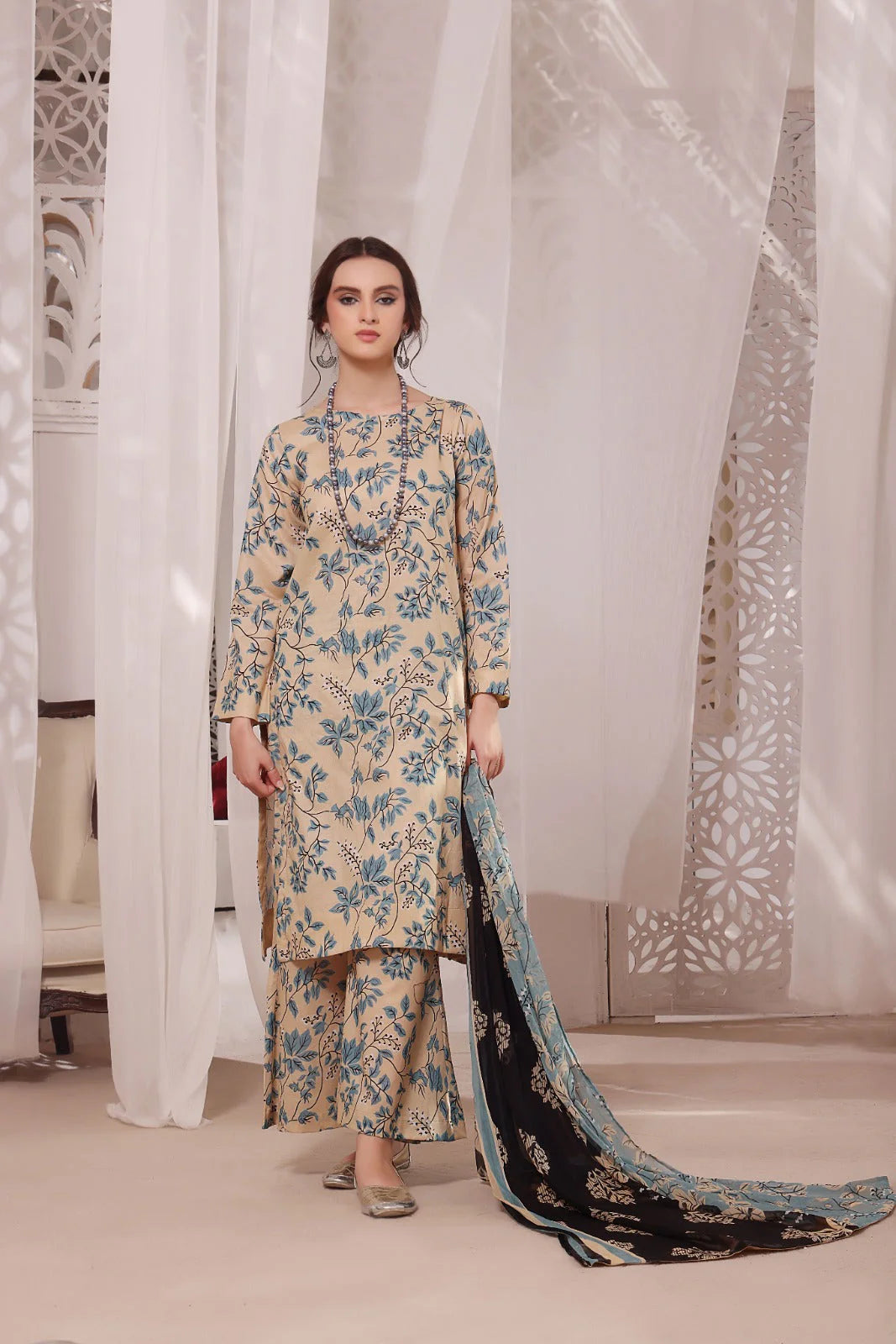 fcc-837Printed Airjet Viscous Silk Three Piece