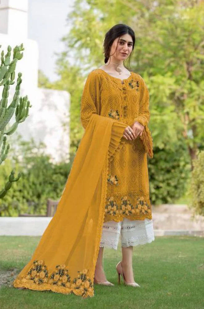 Bareeze 3 Piece - Unstitched Fully Chicken kari Embroided Lawn Fabric BR 5027
