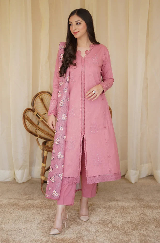 Fcc-437 lawn Embroidered three piece