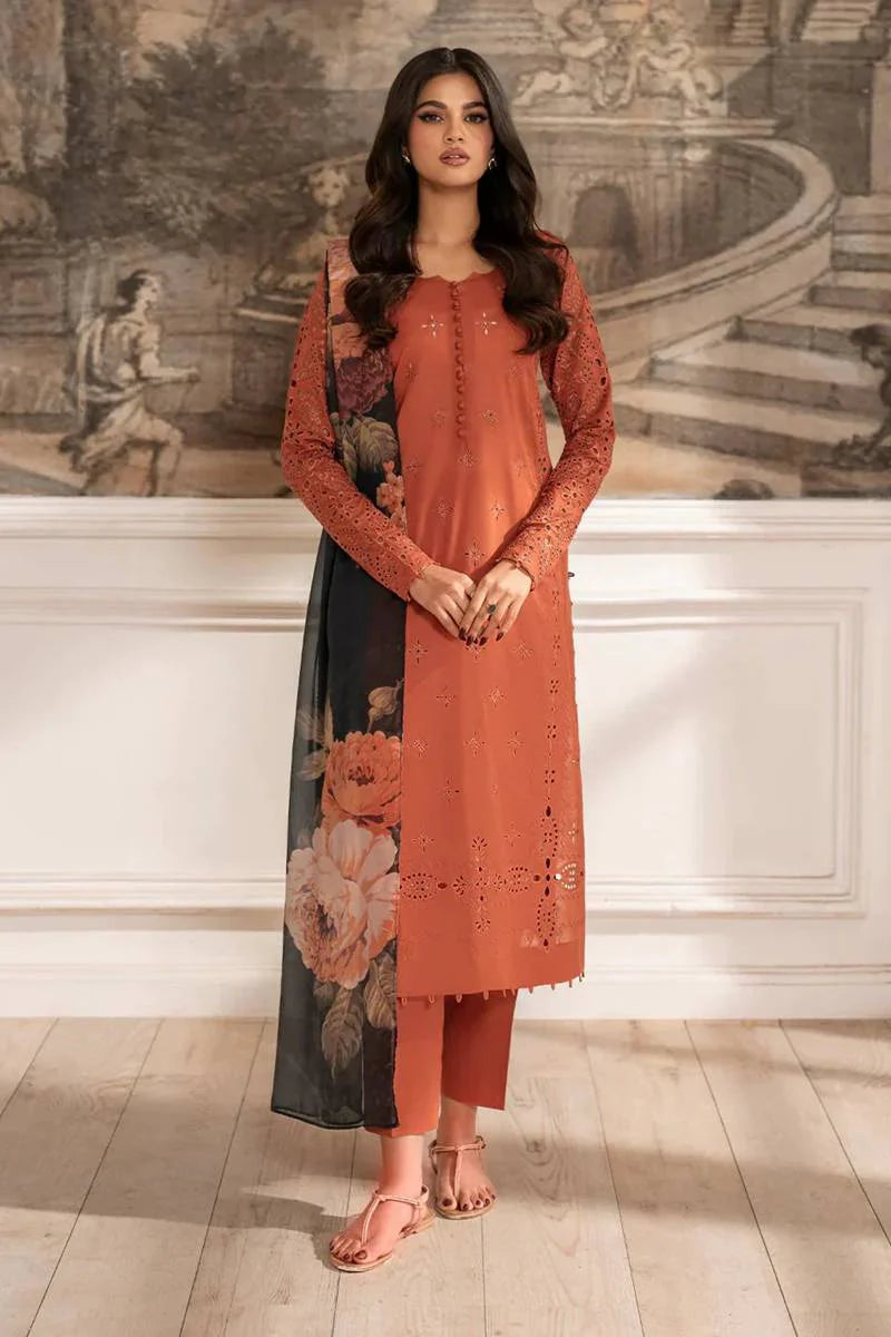 iznik Chilenkari Embroidered Dhanak Three Piece D-137