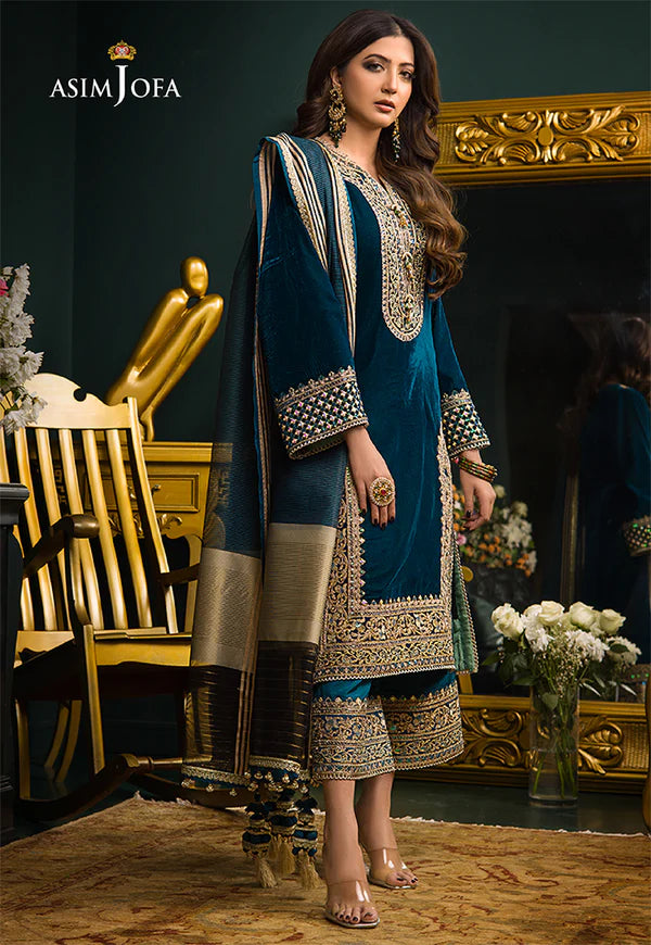 Asim Jofa Velvet Embroiderd Three Piece ZC-738
