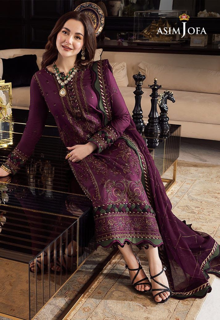Asim jofa Chikenk-Kari Embroidered Three Piece AJ-122
