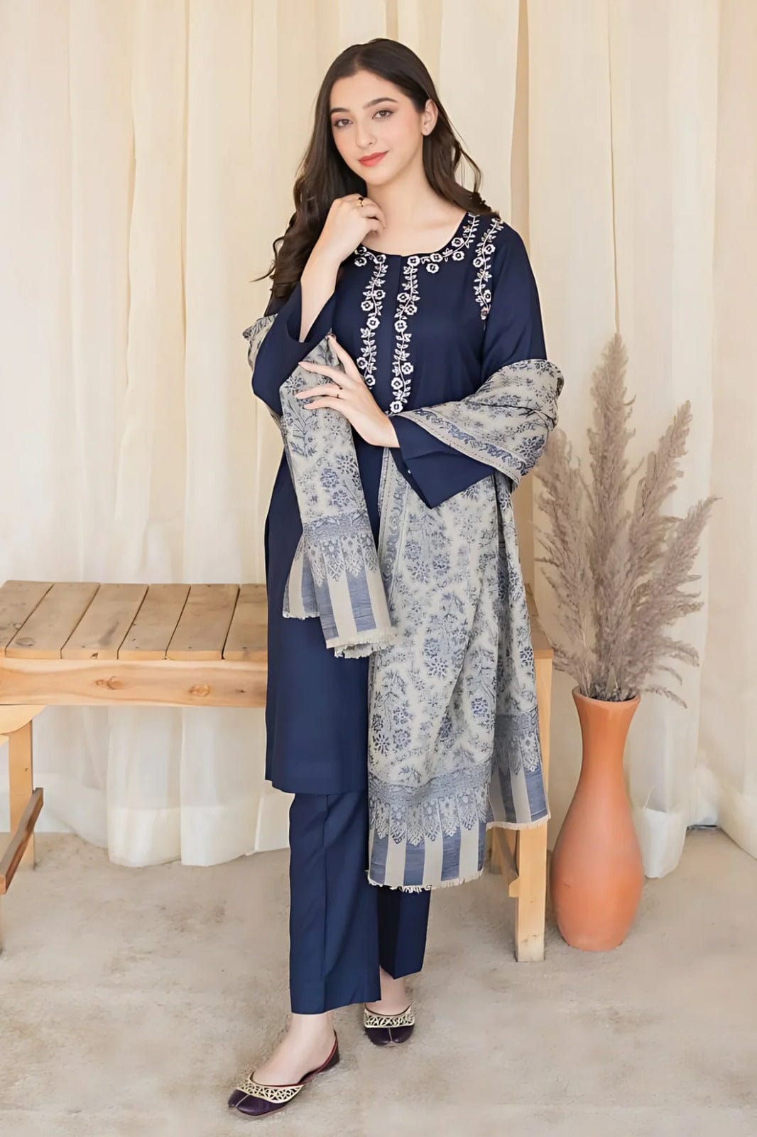 Zunaisha" Unstitched 841 Blue lawn three piece suit