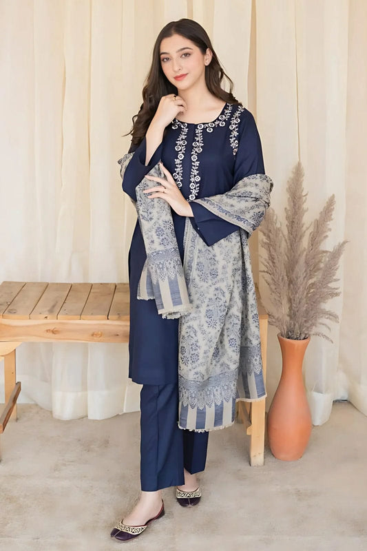 Zunaisha"  Unstitched 841 Blue lawn three piece suit