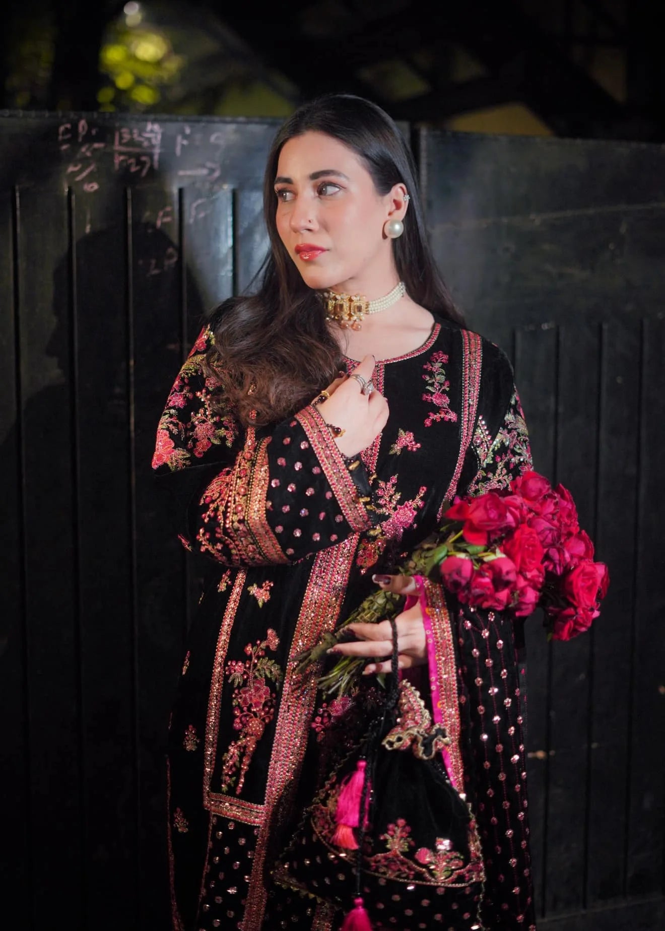 Aneela Velvet Embroiderd Three Piece AN-7007