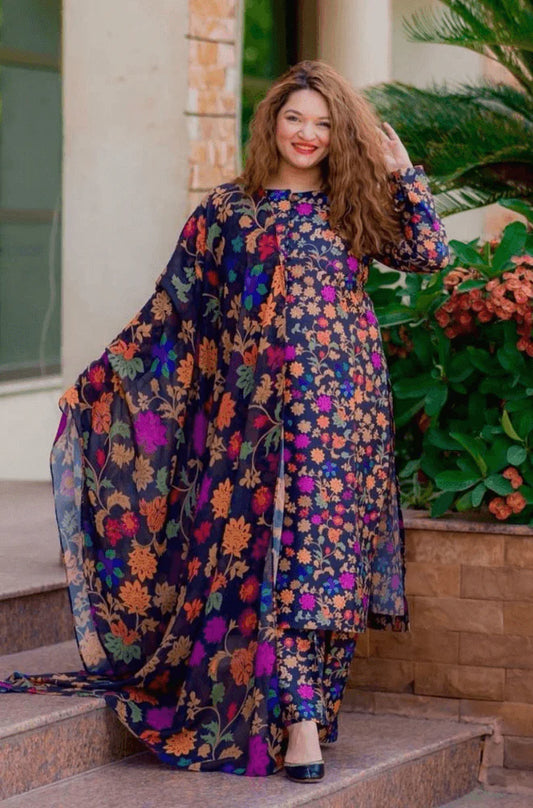 ZC-1089 Printed Airjet Viscous Silk Three Piece