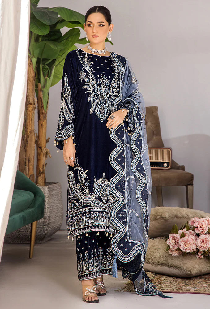 Cross Stitch Velvet Embroiderd Three Piece CS-738