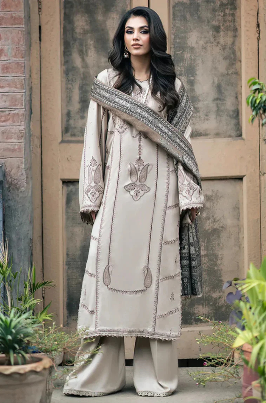 Izel Embroidered Dhanak Three Piece D-168