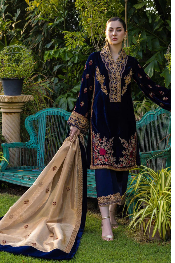 Zainab Chottani Velvet Embroiderd Three Piece ZC-737
