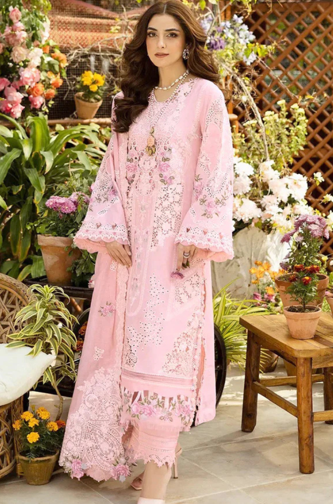 Elaf Embroidered lawn Three Piece EL-6109 Peach