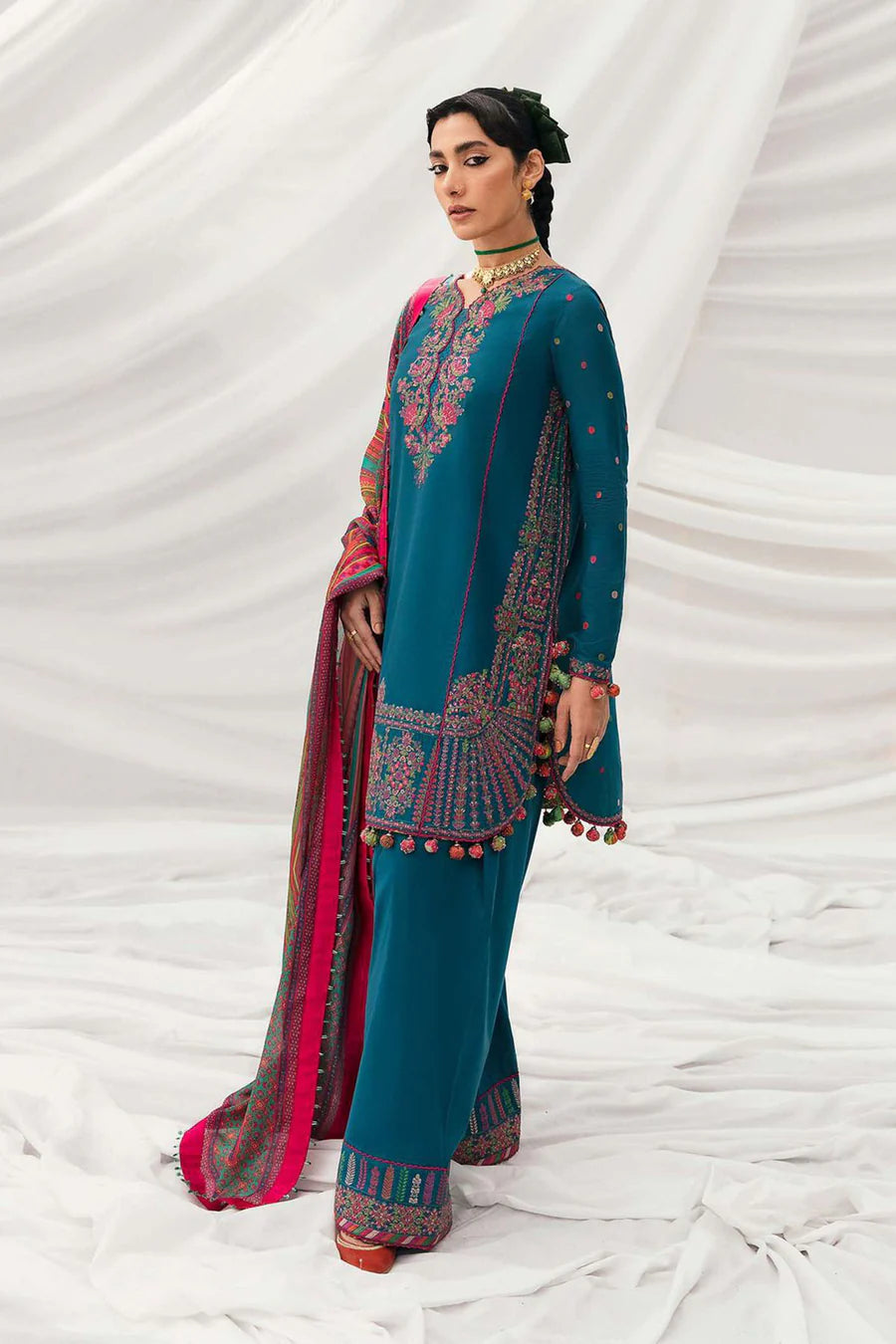 Hussain Rehar 3pc Dahank Embroidered Suit B-01