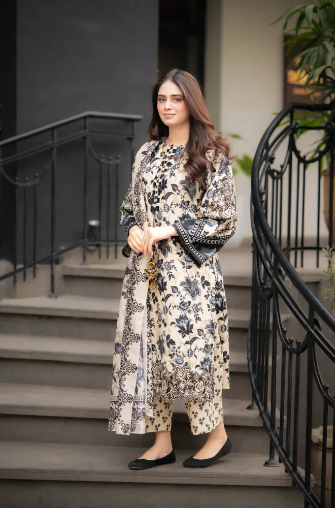 Baroque D-798 Khaddar Printed three piece