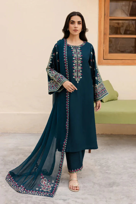 Garnet Embroidered Dahank Three Piece noors