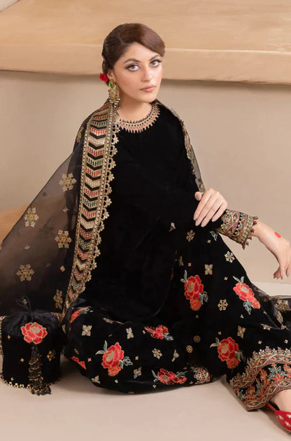 FCC ZC-125 Embroidered Velvet Three piece With Organza Embroiderd Duppata  Winter Collection
