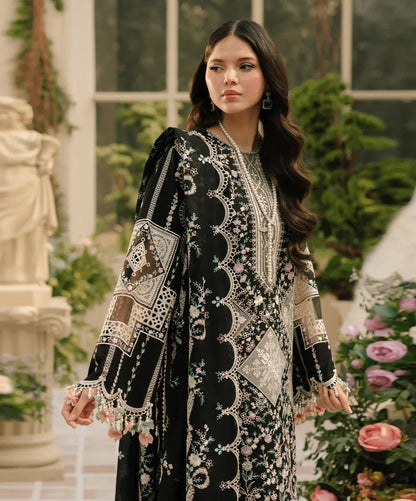 BIN ILYAS Lawn Chikenk-Kari Embroidered Three Piece BIL-002 Black