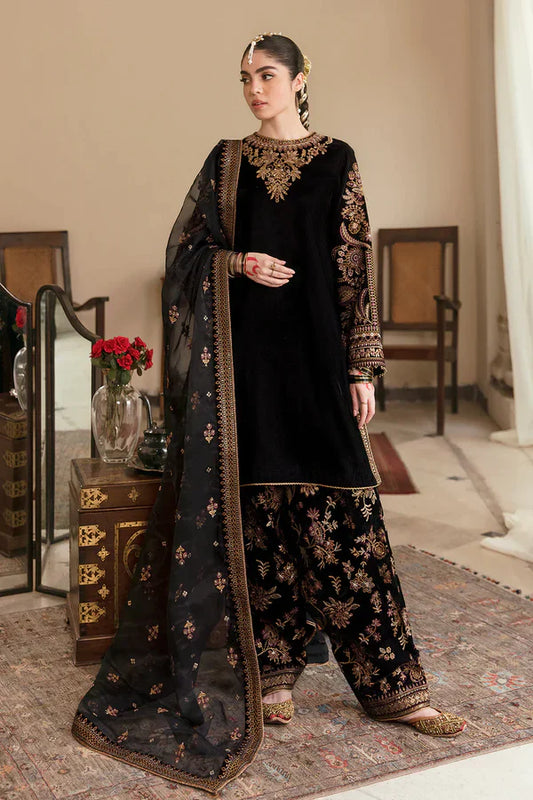 ZC-126 Embroidered Velvet Three piece With Organza Embroiderd Duppata  Winter Collection