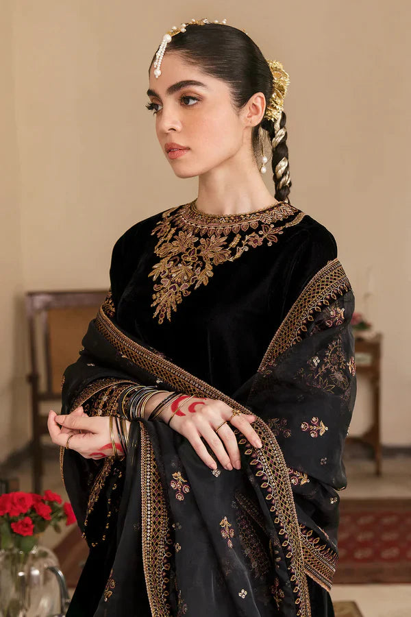 ZC-126 Embroidered Velvet Three piece With Organza Embroiderd Duppata  Winter Collection