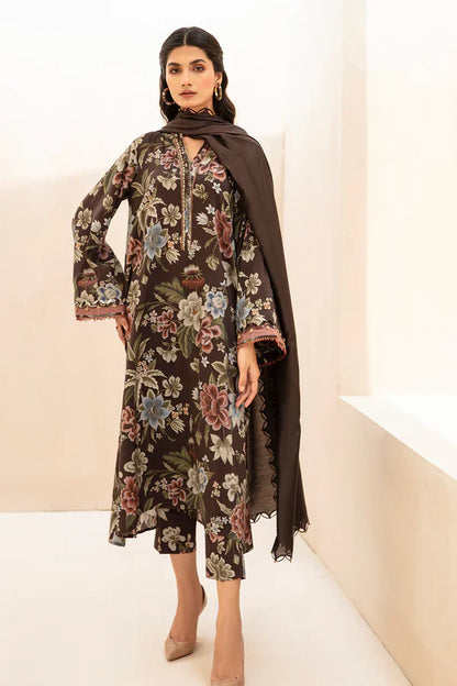 Baroque D-786 Brown Khaddar Digital Printed Three Piece