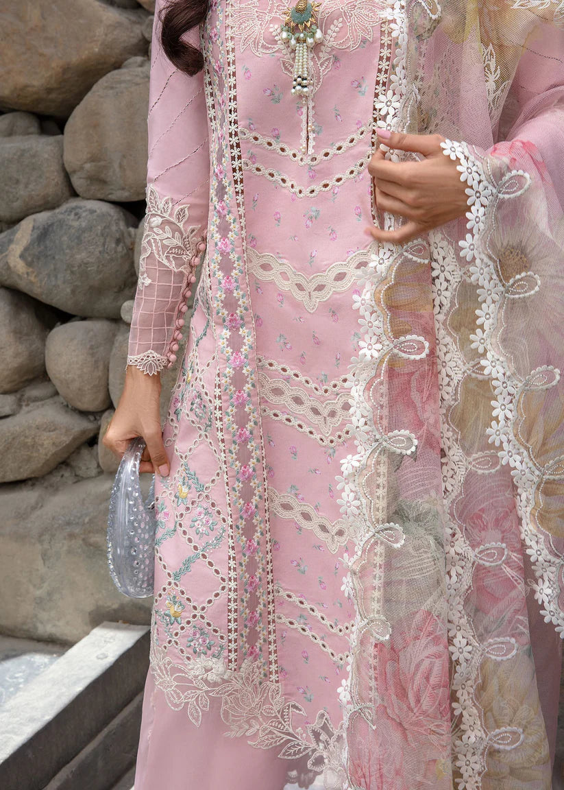 Crimson Lawn Embroderd Three Piece Mesh- Rose Pink