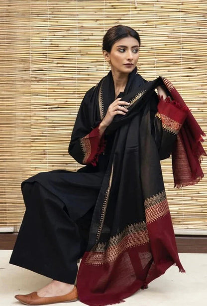 Dyot Black Dahank Embroiderd Three Piece D-451