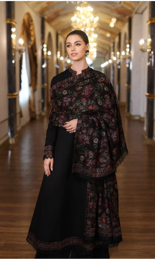 Bareeze FCC-199 Black Embroidered Dhanak Three Piece Winter Collection