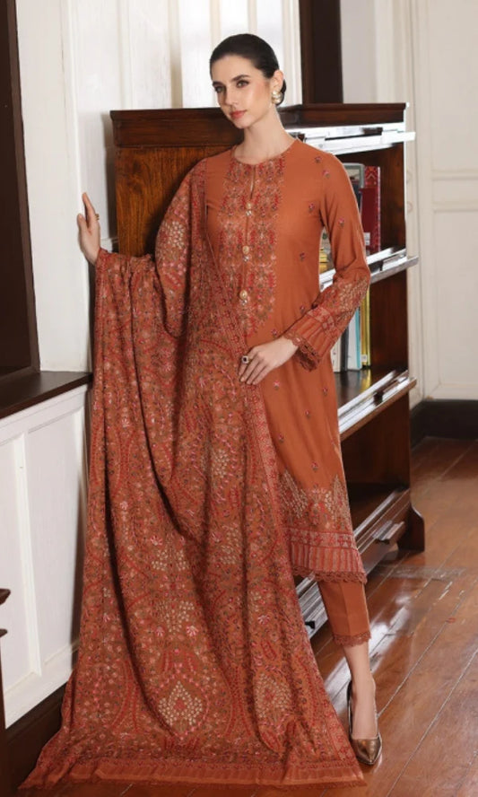 Bareeze FCC-198 Embroidered Dhanak Three Piece Winter Collection