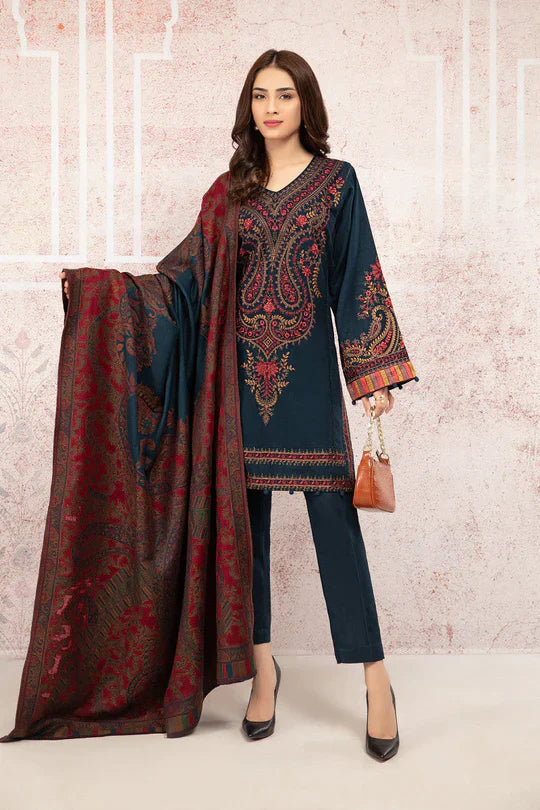 Qalamkar Embroidered Dhanak Three Piece QL-1022