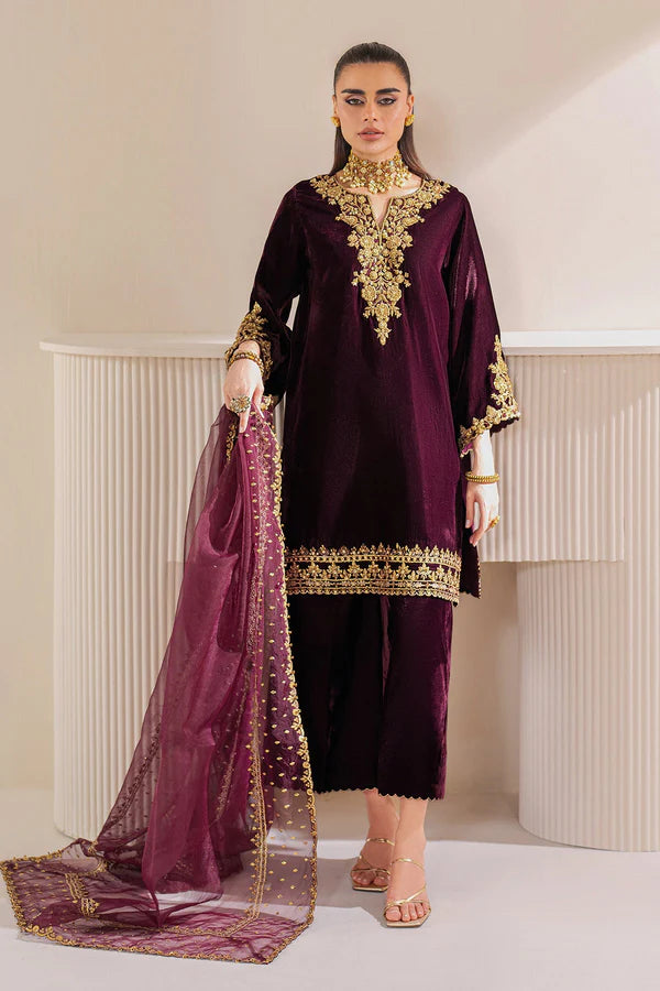 Baroque Velvet Embroiderd Three Piece BQR-979