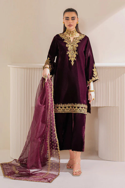Baroque Velvet Embroiderd Three Piece BQR-979