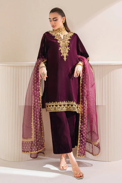 Baroque Velvet Embroiderd Three Piece BQR-979