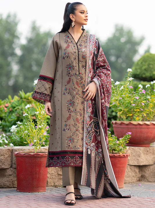 BIN ILYAS Embroidered dhanak Three Piece BI-05