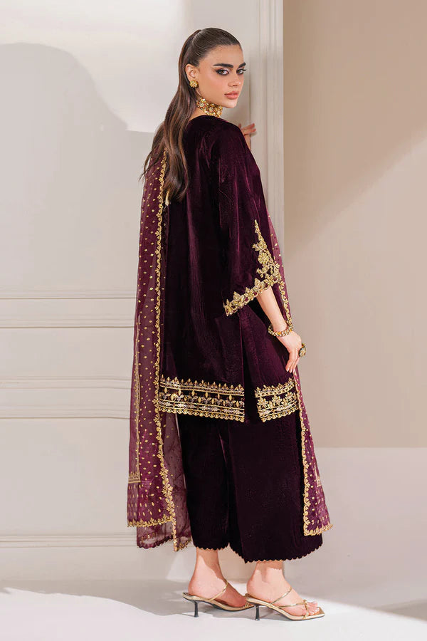 Baroque Velvet Embroiderd Three Piece BQR-979