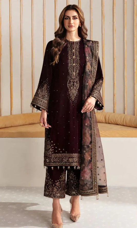 Jazmin  Velvet Embroidered Three Piece JZ-22